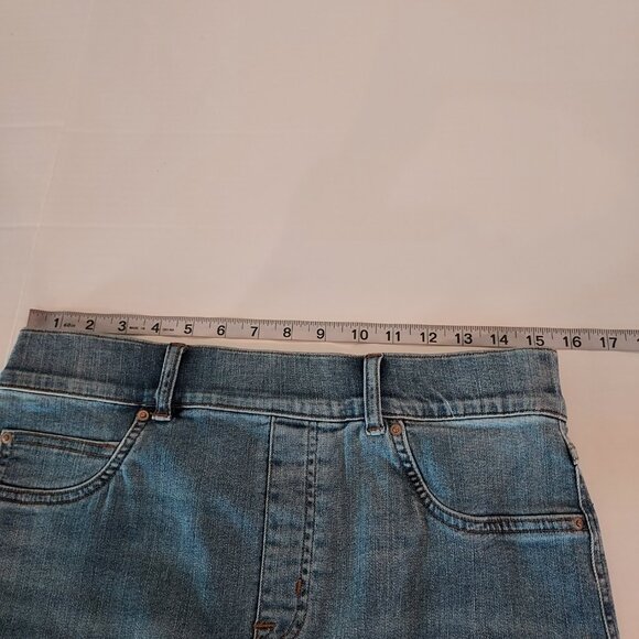 Spanx Distressed Denim Mini Pencil Skirt Size Med - Picture 6 of 8
